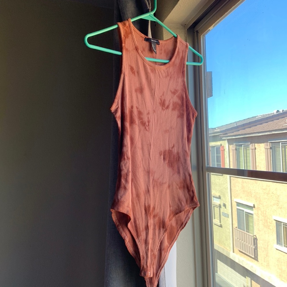 Rust brown tie dye body suit